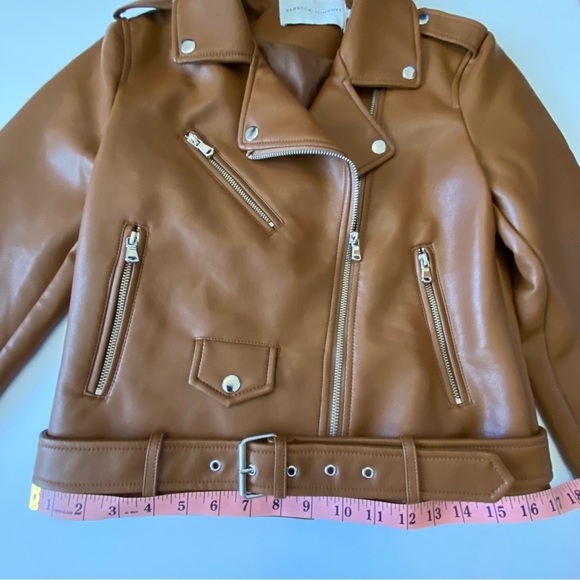 NWOT Rebecca Minkoff Cognac Tan Faux Leather Moto Biker Zipper Jacket Size Small - Picture 9 of 10